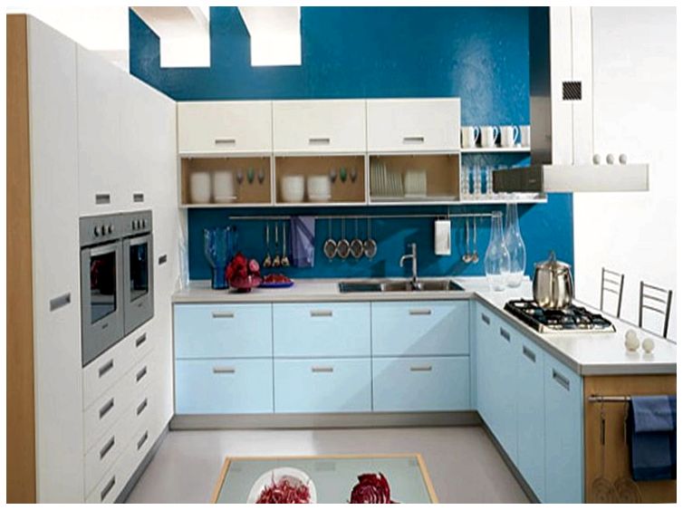 голубая и синяя кухня